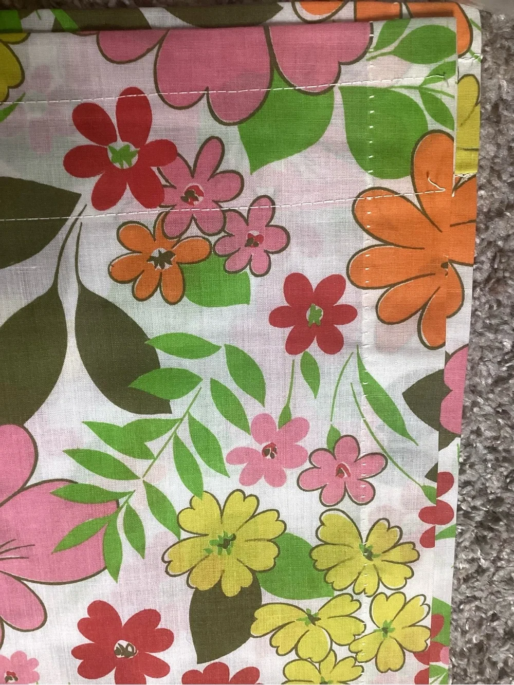 Vintage NIP Kodel Bright Floral Curtains (3) and Valances (6) 45”